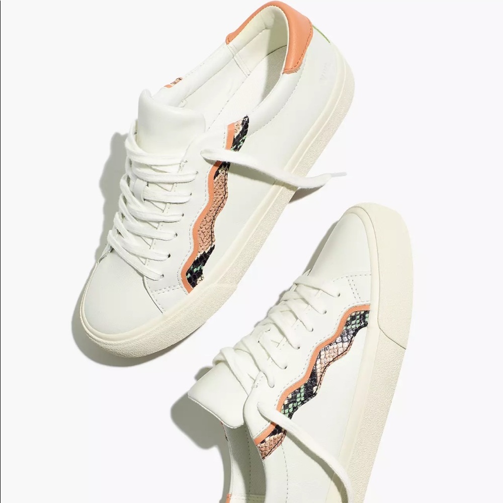 Madewell Sidewalk Low-Top Sneakers in Snake Embossed Leather